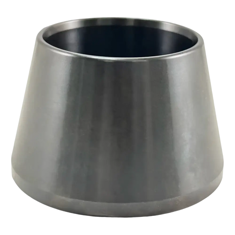 Stainless steel conical vessel with a wide opening and tapered sides.