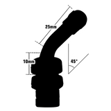 Angled tire valve stem with measurements for AA 45° Bend ENKEI chrome-plated brass valve