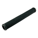 Black textured cylindrical grip or handle with rubber ends.