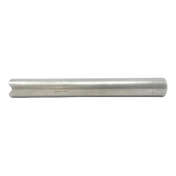 Cylindrical metal rod or tube with a slightly textured surface.