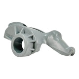 Gray plastic bicycle bell lever mechanism.