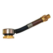 Tire valve stem with a flexible extension and brass fittings.