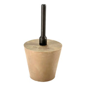 Brass or gold-colored conical mute for a brass instrument with a black stem.