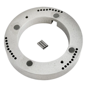 Circular metal mounting plate for AA Universal Spacer Ring with holes and pins