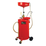 Red portable ATD-5200 Pressurized Oil Drain with wheels and funnel attachment