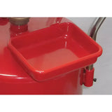 Red plastic drip tray on ATD-5200 Pressurized Oil Drain for easy liquid collection