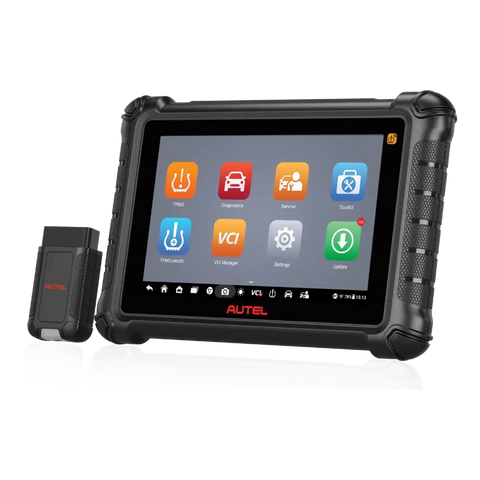 Rugged Autel MaxiTPMS TS900 diagnostic tool with colorful app icons and logo