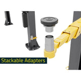 Stackable adapters for connecting or extending mechanical components.