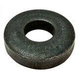 Metal washer with a rough, dark gray surface.