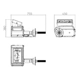 Technical engineering diagram of a Cemb MOVE compact wheel balancer for cars and bikes