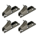 Metal mounting brackets or clamps with multiple holes and a serrated edge.