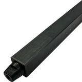 Black metal rod or bar with a protruding cylindrical end piece.