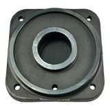 Square metal flange or mounting plate with a circular opening in the center and four bolt holes in the corners.