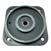 Square-shaped metal speaker or audio driver component with a central circular diaphragm and mounting holes.