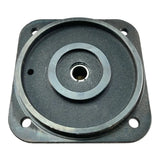 Square-shaped metal speaker or audio driver component with a central circular diaphragm and mounting holes.