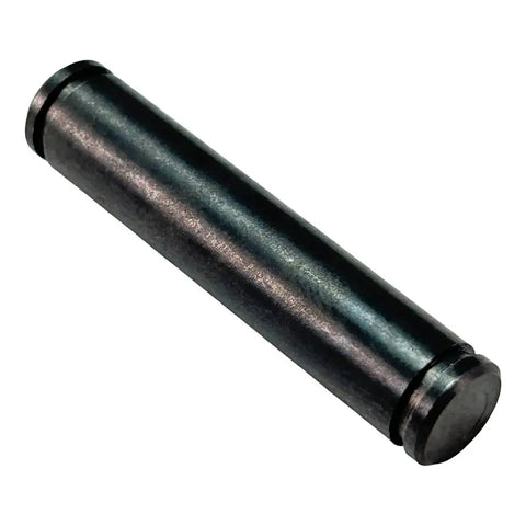 Cylindrical metal pin or rod with grooved ends.