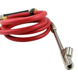 Red rubber air hose with metal fittings at each end.