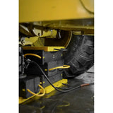 Heavy-duty tire and parts from Esco CribLok Cribbing System with yellow and black design