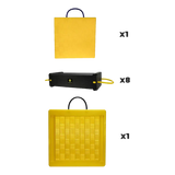 Yellow Esco Criblok Cribbing System blocks and wedges for heavy equipment support