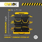 Black and yellow Criblok Cribbing system with storage, perfect composite cribbing solution