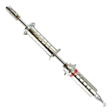 Glass syringe with metal plunger and needle.