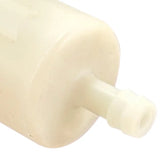 White plastic or nylon roller with a protruding cylindrical shaft.