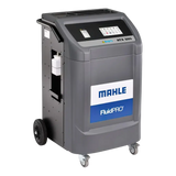 Automotive fluid exchange machine on wheels with a digital display and MAHLE branding.