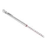 Stainless steel torque wrench with a measurement scale visible on its shaft.