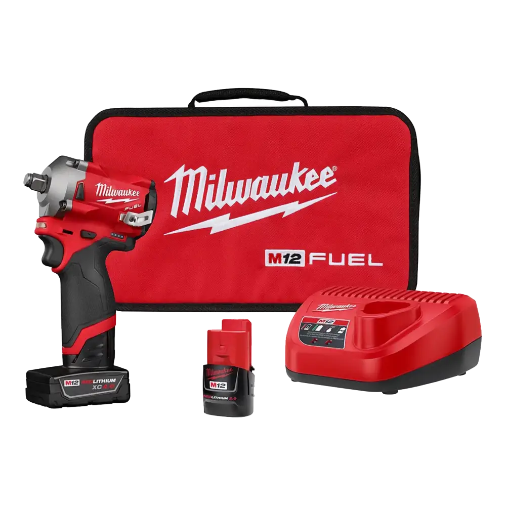 Milwaukee M12 Fuel 1 2 Dr Cordless Stubby Impact Wrench Kit 2555 22 All Tire Supply