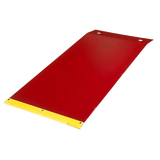 Red rectangular mat or pad with a yellow edge on one side.