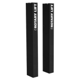 Two black posts labeled Rotary Lift for use with Rotary Height Extension and equalizer cables