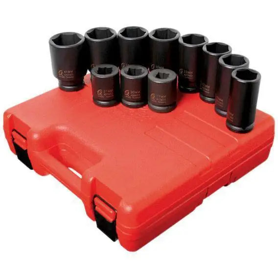 Sunex 3/4 in Dr. 11 Pc. Metric Truck Service Impact Socket Set